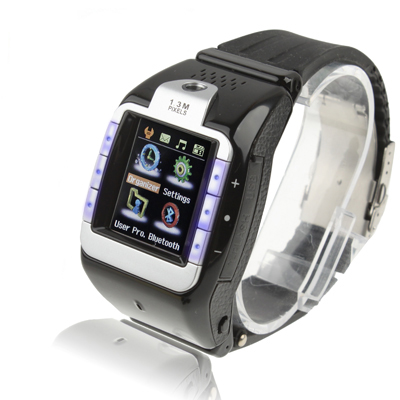 N800 Fashion Design 1.3-inch Touch Screen Quadband GSM Bluetooth Cell Phone Watch with 1.3MP Camera(Black)