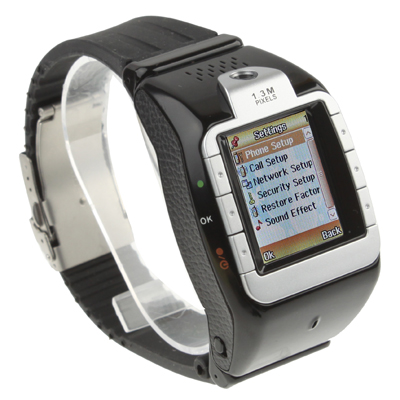 N800 Fashion Design 1.3-inch Touch Screen Quadband GSM Bluetooth Cell Phone Watch with 1.3MP Camera(Black)